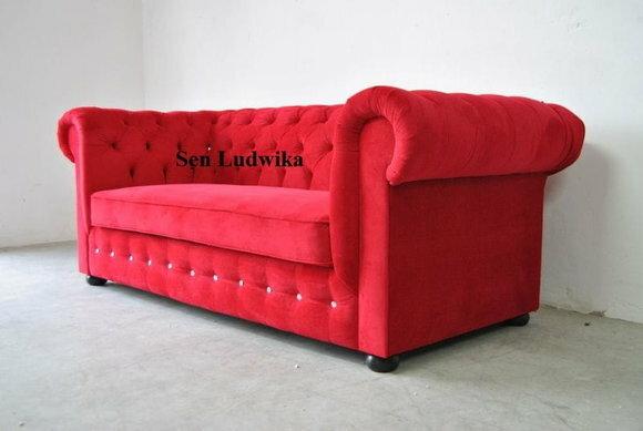 Chesterfield 3 Sitzer Couch Polster Textil Couchen Sofa Sitz Wohnzimmer