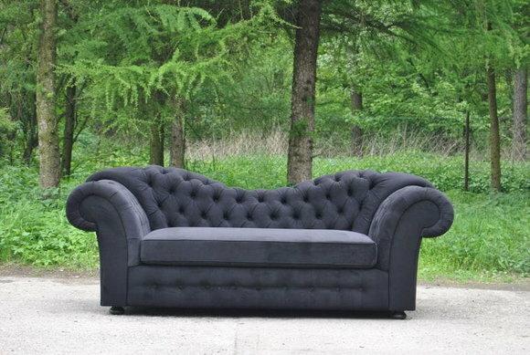Chesterfield Dreisitzer Couch Polster 3er Couchen Wohnzimmer Sofa Schwarz