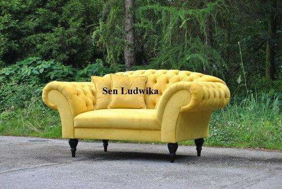 Chesterfield 2 Sitzer Couch Polster Textil Samt Couchen Wohnzimmer Sofa