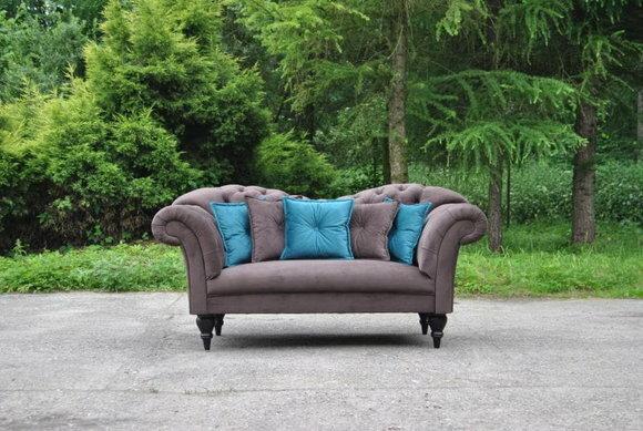 Dreisitzer Design Couch Polster Sitz Textil Sofa 2 Sitzer Chesterfield Grau