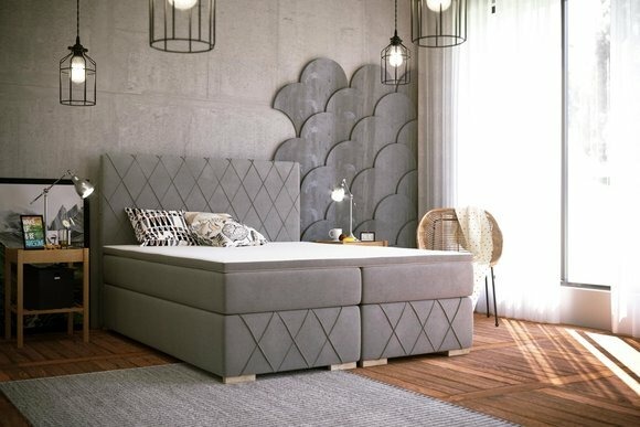 Boxspring Bett Komplett Set Matratze & Topper Luxus Polster 180x200cm