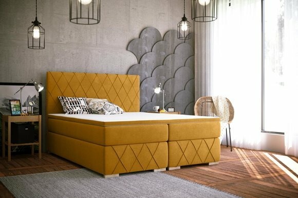 Boxspring Bett Komplett Set Matratze & Topper Luxus Polster 160x200cm