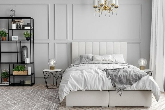Boxspring Bett Hotel Doppel Luxus Betten Polster Bettkasten Funktion Beige