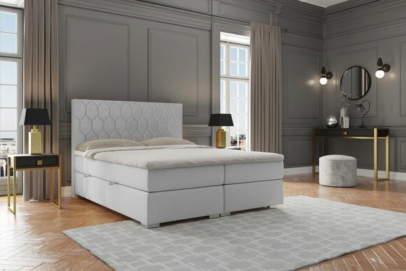 Boxspring Bett Hotel Doppel Grau Luxus Betten Polster Bettkasten Funktion