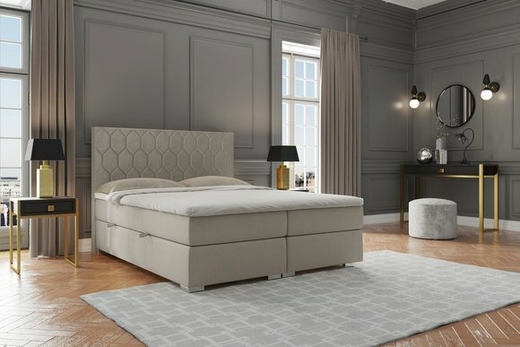 Boxspring Bett Hotel Luxus Betten Polster Funktion Kasten Beige Doppel