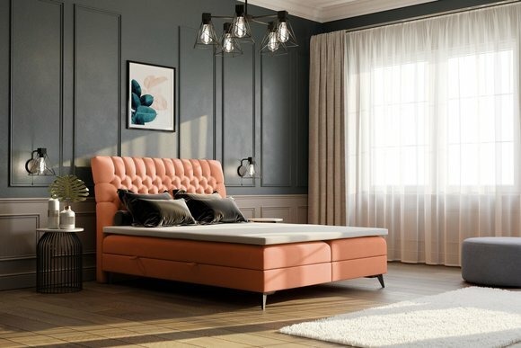 Chesterfield Boxspring Bett Doppel Design Betten Polster Kasten Funktion
