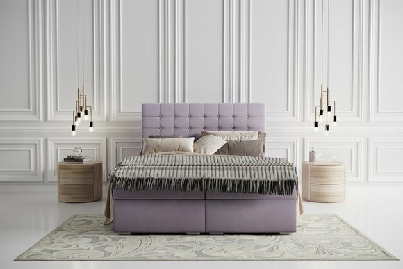 Komplett Set Matratze & Topper Boxspring Bett Pink Polster 180x200cm