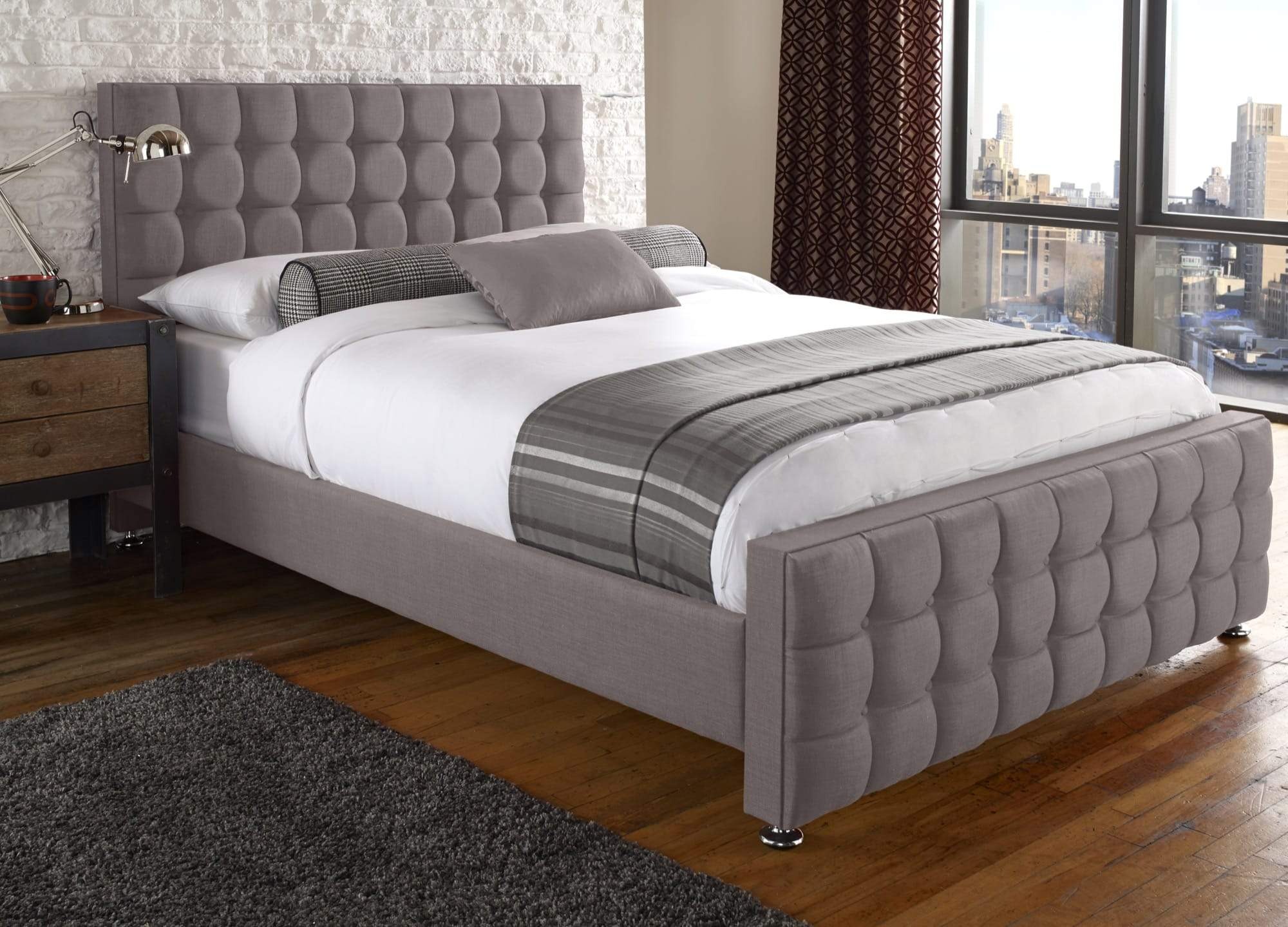 Chesterfield Design Englisches 140/160/180x200 Betten Doppelbett Grau