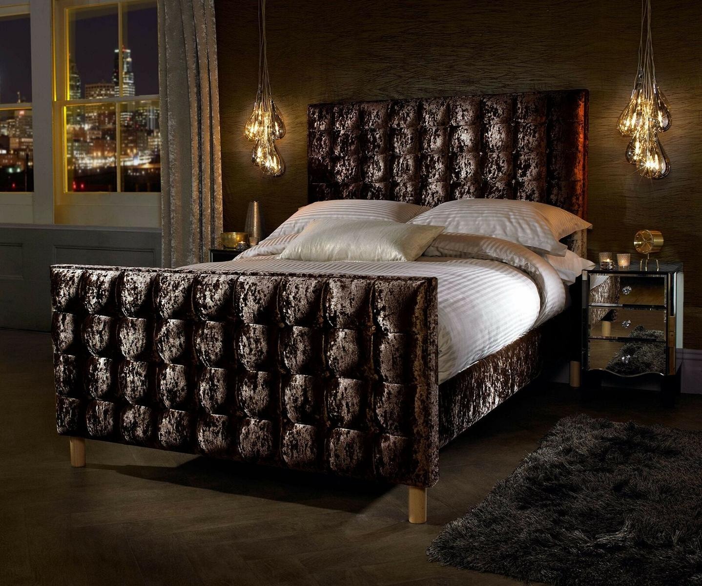 Grau Chesterfield Bett Polsterbett Doppelbett Betten Big XXL Designer Luxus Bett
