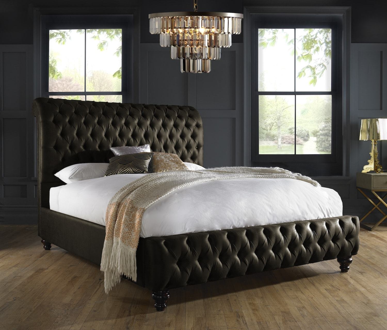 Chesterfield Bett Polsterbett Doppelbett Betten Big XXL Designer Luxus Bett