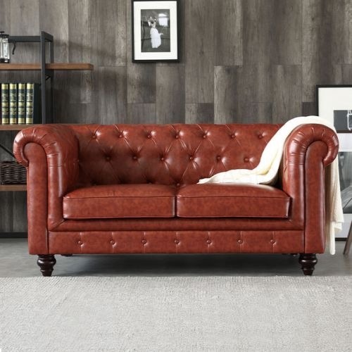 Design Chesterfield Sofagarnitur 2-Sitzer Leder Couch Polster Sofas Sofa