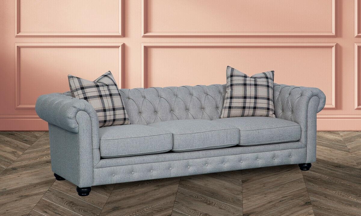Chesterfield 3 Sitzer Sofa Stoffsofa Couch Polster Sitz Garnitur 3er Sofas