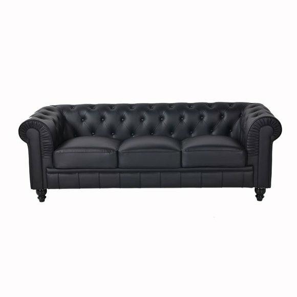 jvmoebel ® Textil Sofa Couch - Schwarz Polster Dreisitzer Couch