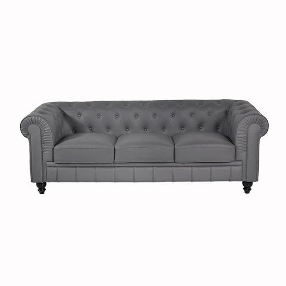Couch Grau Chesterfield Büro Sofa Emfpangs Couchen Leder Textil