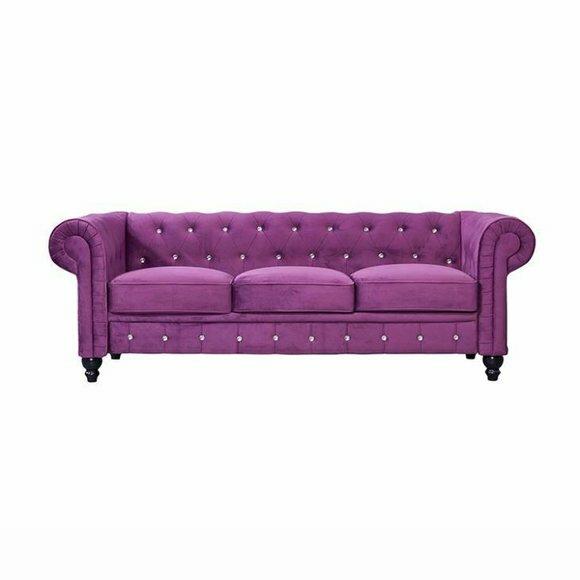 Textil Sofa Couch - Violet Polster Dreisitzer Couch Garnitur Dreier