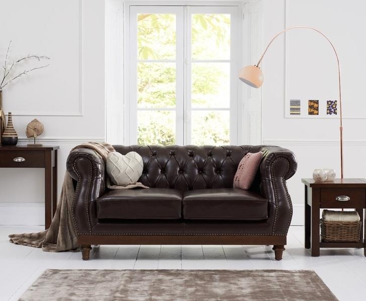 Leder Chesterfield Herrenclub Sofa Couch Polster Zweisitzer Braun