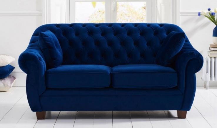 jvmoebel ® - Textil Sofa Couch - Blaue Polster Zweisitzer Couch