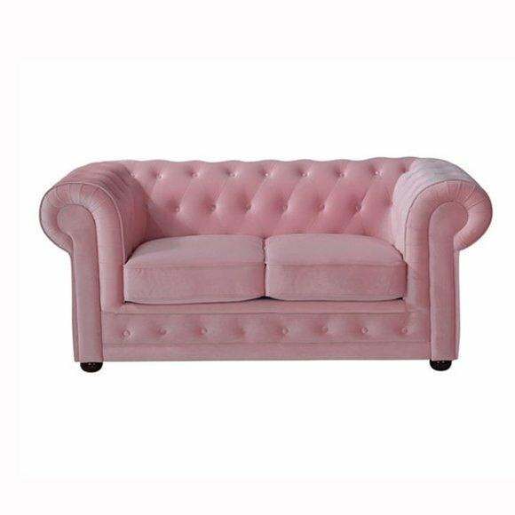 Rosa Chesterfield Sofa Couch Polster Stoff Leder Couchen Polster
