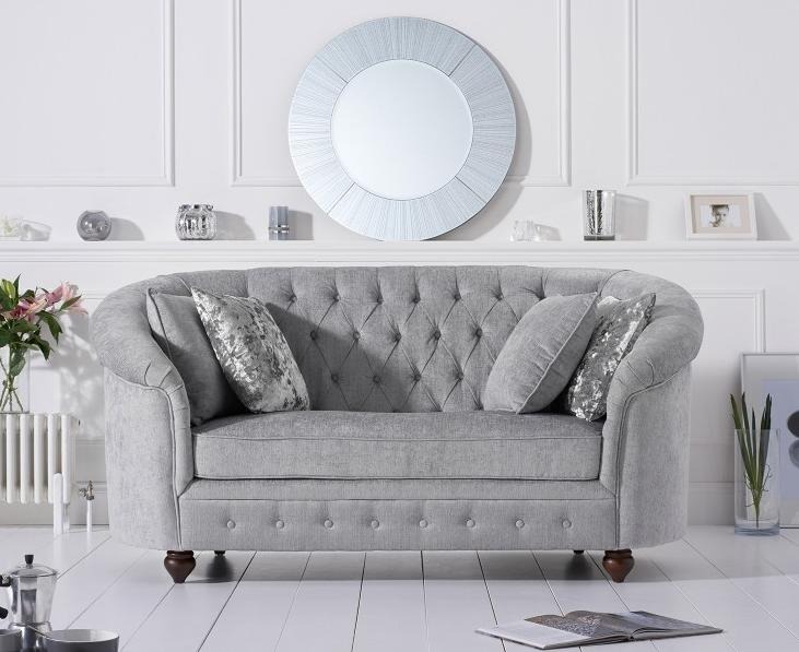 jvmoebel ® - Landhaus Designer Couch - Chesterfield Textil Sofa Grau