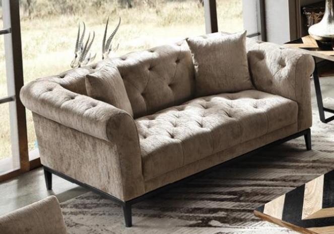 Chesterfield Sofa Couch Deko Polster Stoff Leder Couchen Garnitur Polster