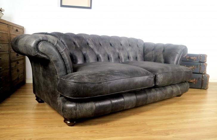 Big XXL Chesterfield Couch Tiefe Sitzflächen Polster Sofa Leder luxus
