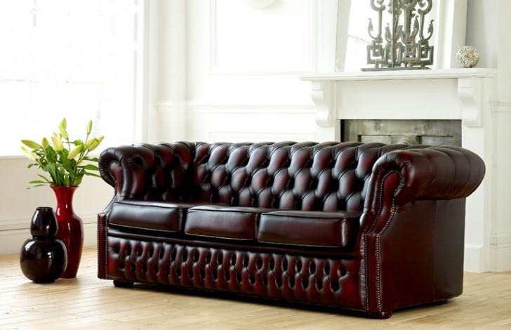 Chesterfield Sofa Couch Polster Leder Couchen Garnitur 3 Sitzers
