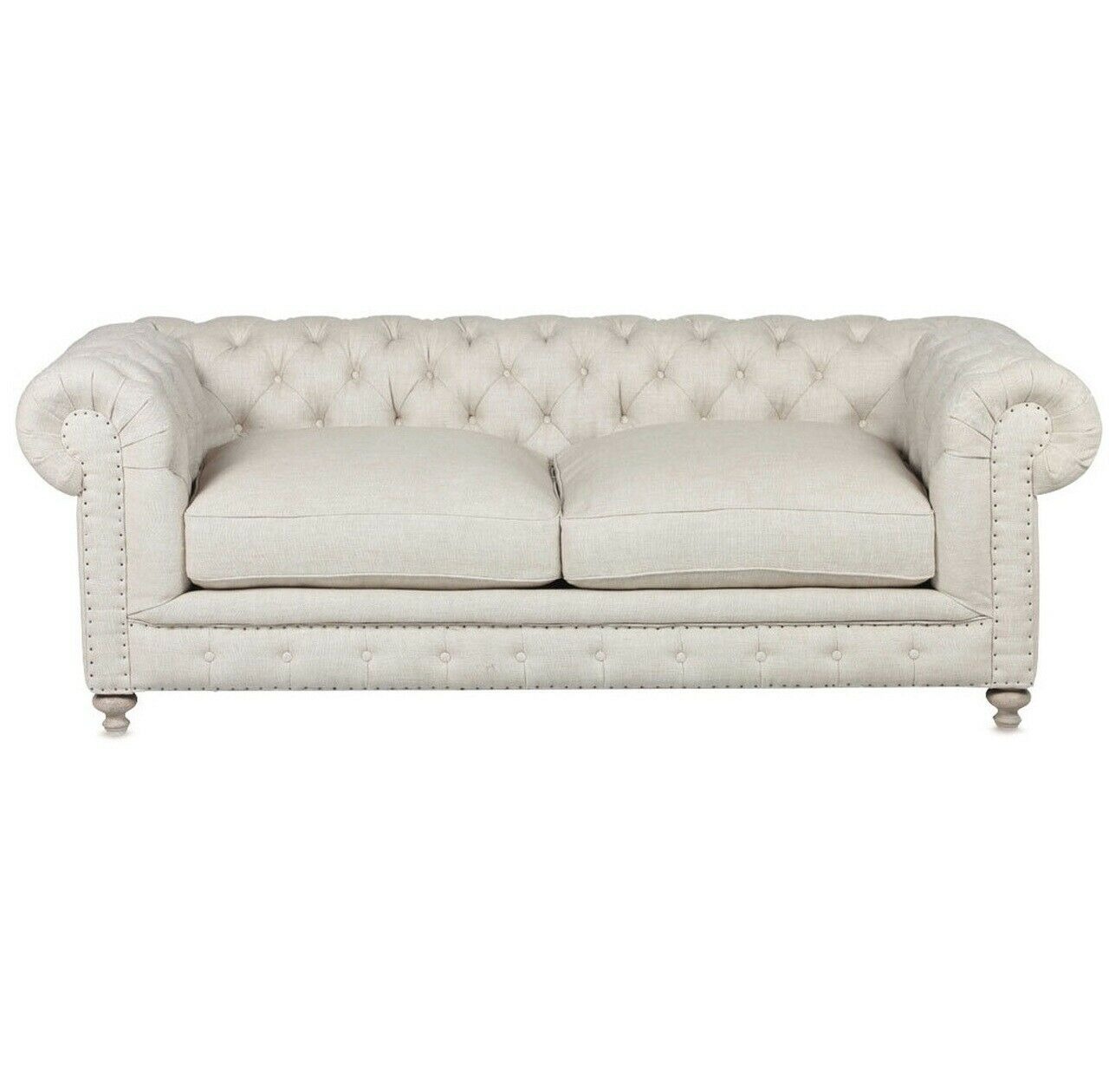 Chesterfield Sofa Couch Polster Stoff Leder Couchen Beige Stoff Garnitur 3Sitzer