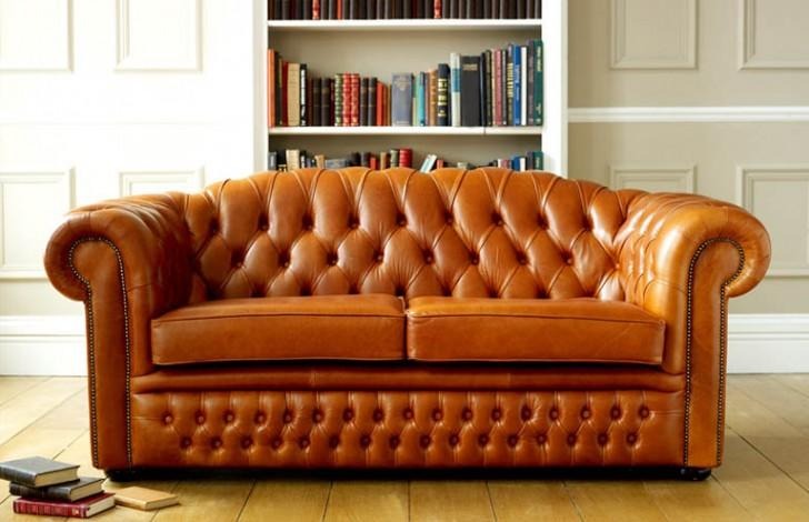 Chesterfield Sofa Couch Polster Stoff Leder Couchen Braune Garnitur