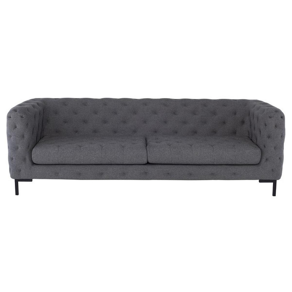 Graue Chesterfield Sofa Couch Polster Stoff Leder Couchen Textil
