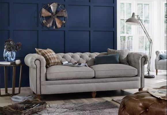 Deko Chesterfield Sofa Couch Polster Stoff Leder Garnitur Couchen Polster