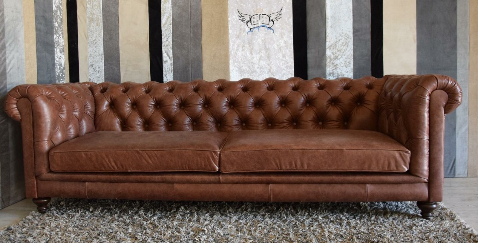 Chesterfield Sofa Couch Polster Stoff Leder Deko Garnitur Couchen Polster