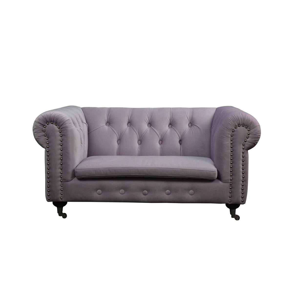 Chesterfield 2 Sitzers Klassische Luxus Barock Rokoko Textil Sofa Leder