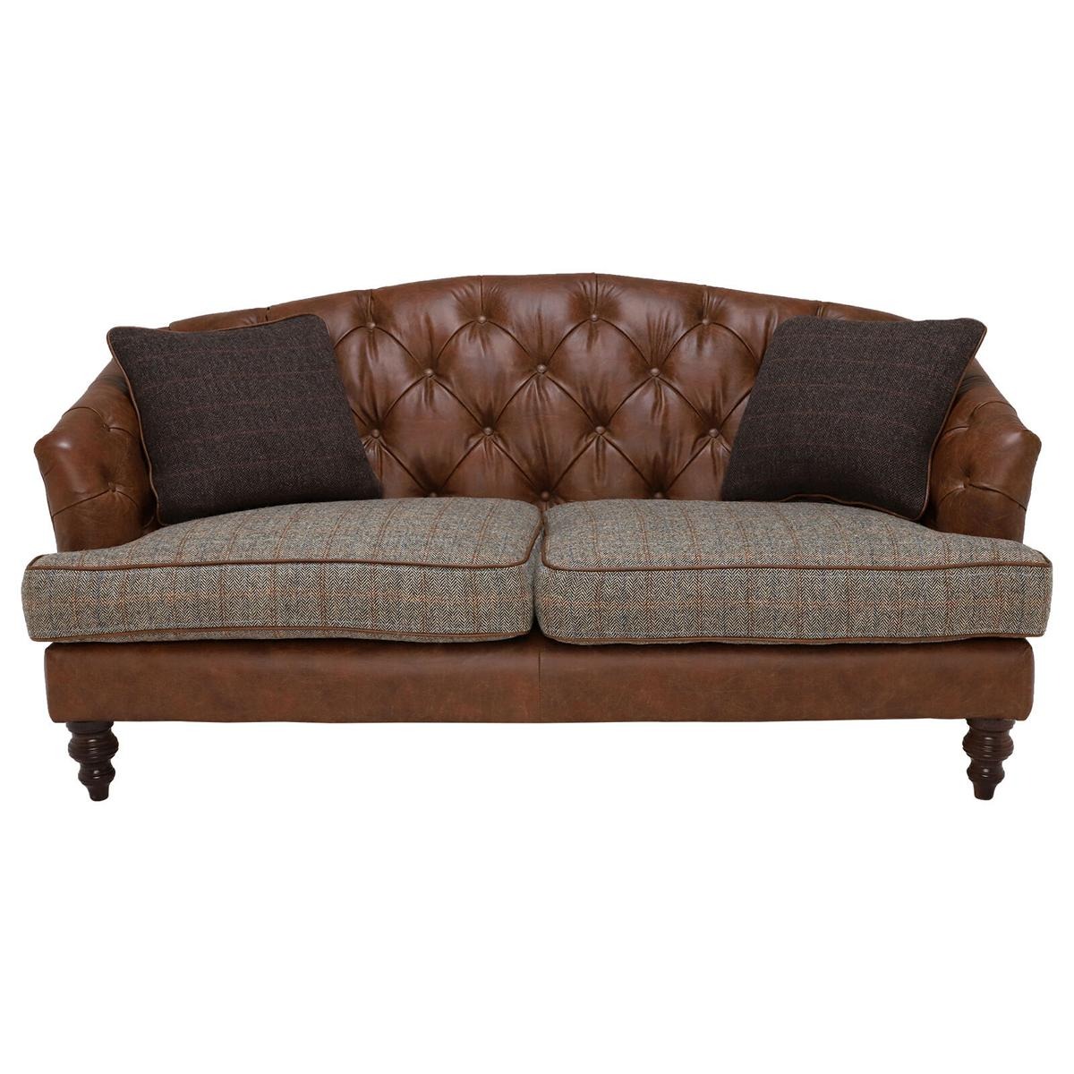 Chesterfield 3 Sitzer Klassische Luxus Rokoko Barock Textil Sofa Leder