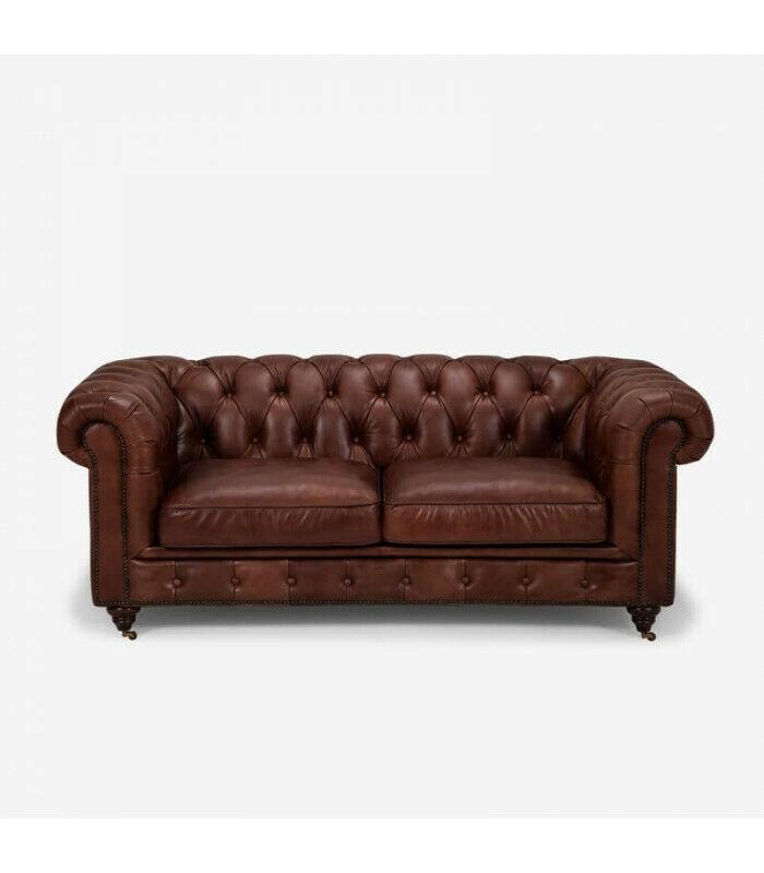 Chesterfield 2 Sitzer Klassische Luxus Barock Rokoko Sofa Braun