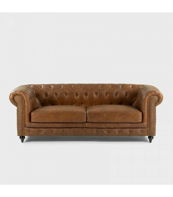 jvmoebel ® - Leder Sofa Couch - Braun Sessel Polster Dreisitzer Couch