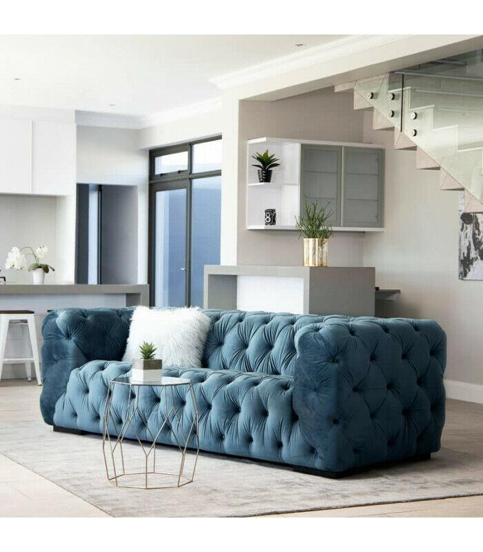 Chesterfield 3 Sitzers Klassische Luxus Barock Rokoko Sofa Textil