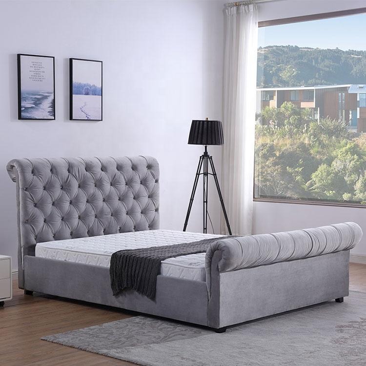 Design Chesterfield Bett Textil Polster Leder Hotel Betten Schlafzimmer Neu