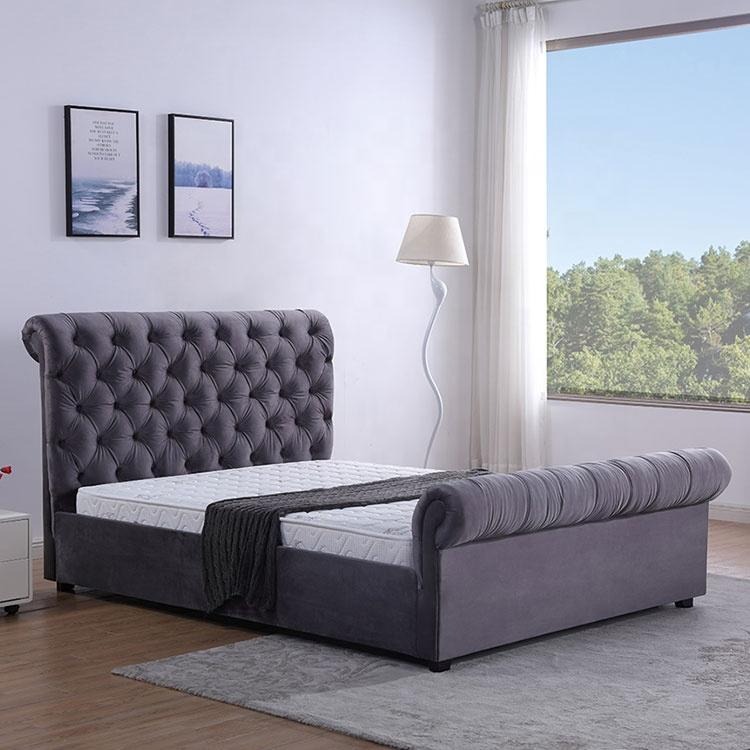 Design Chesterfield Bett Textil Leder Hotel Betten Schlafzimmer Neu Samt