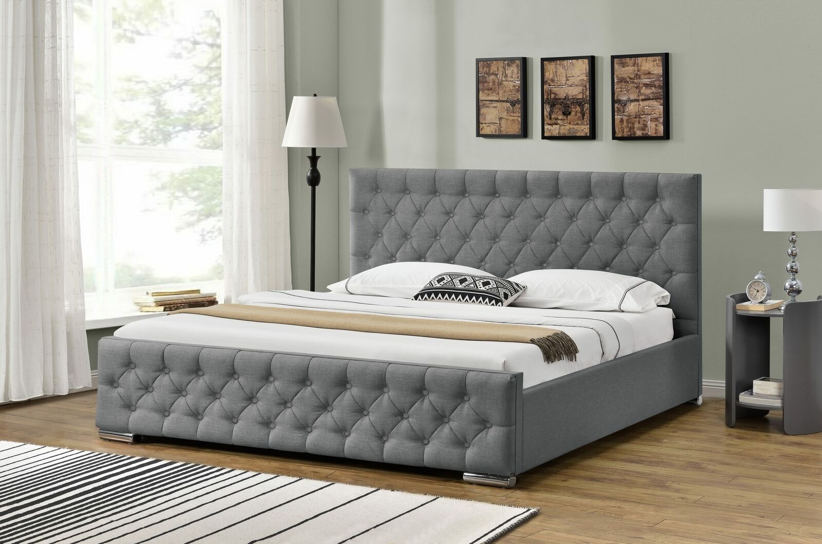Chesterfield Bett Design Englische Schlafzimmer Betten 200x200cm Textil
