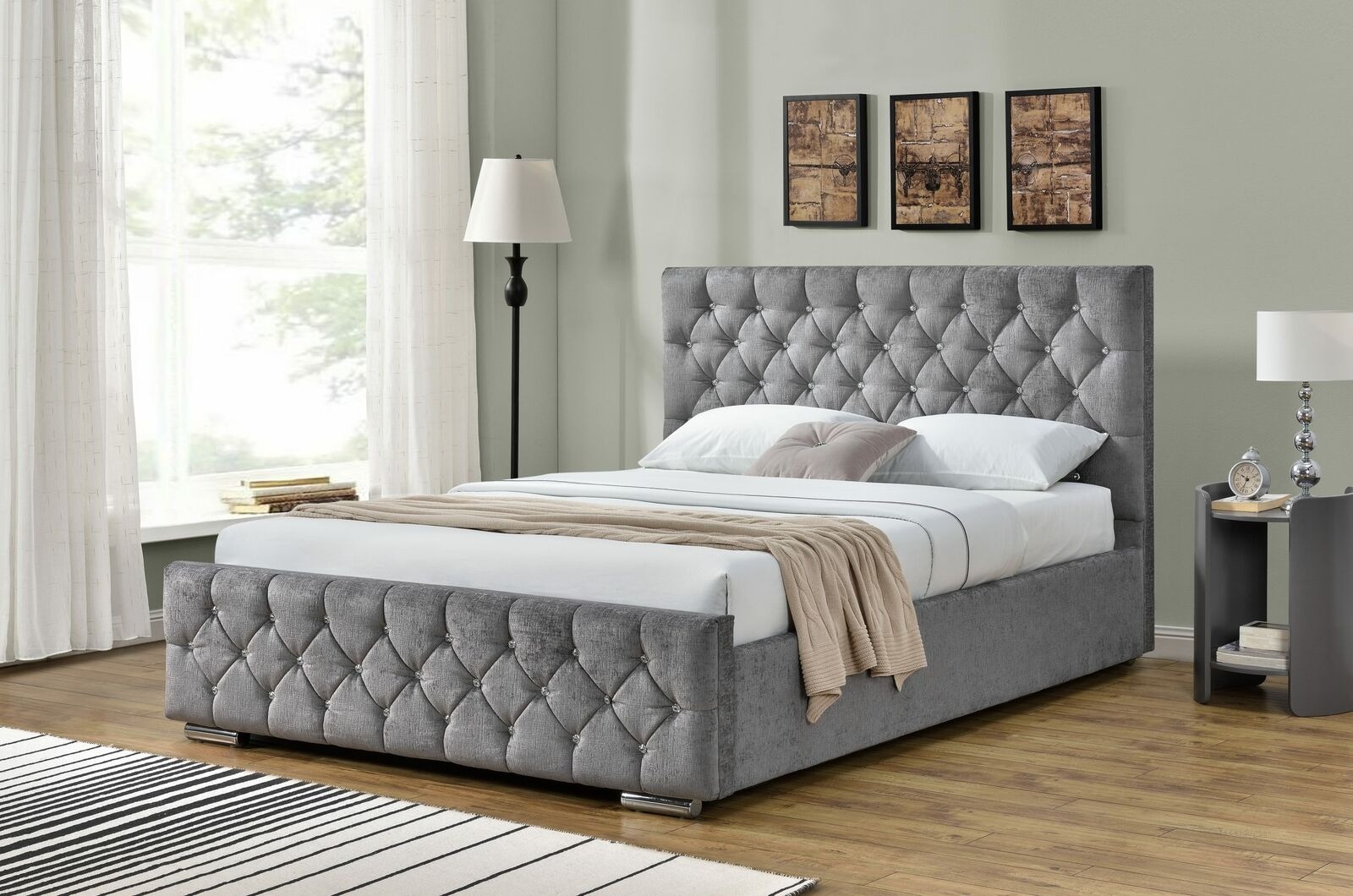 Chesterfield Bett Design Englisches Schlafzimmer Betten 160x200cm Textil