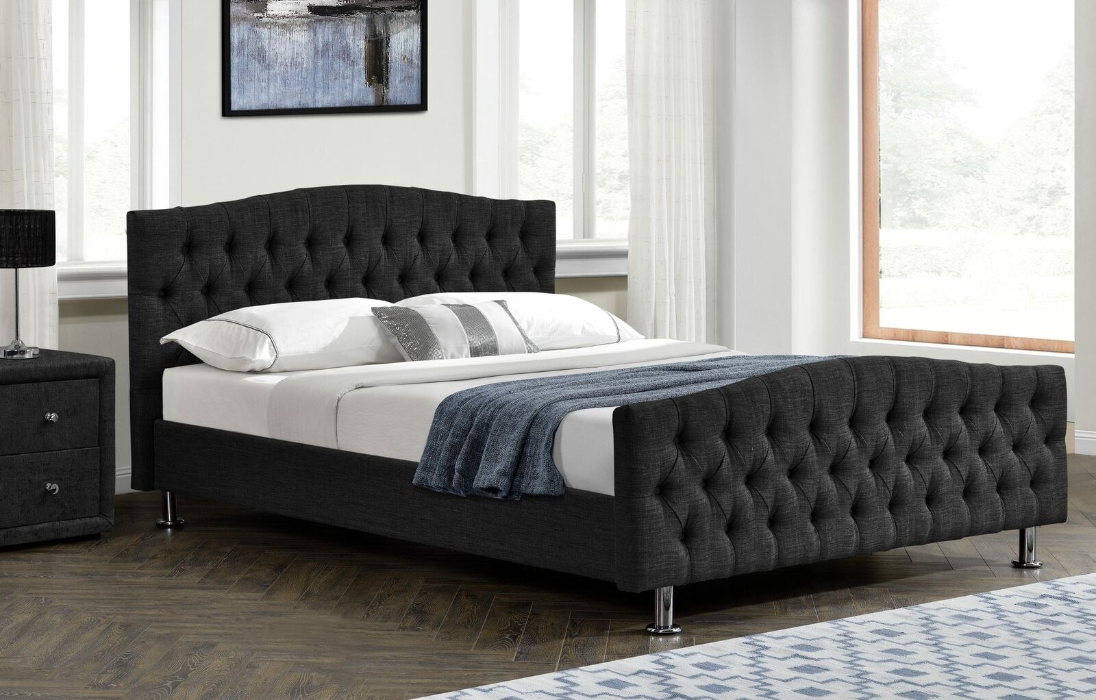 Chesterfield Design Bett Betten Englisches Schlafzimmer 180x200cm Textil