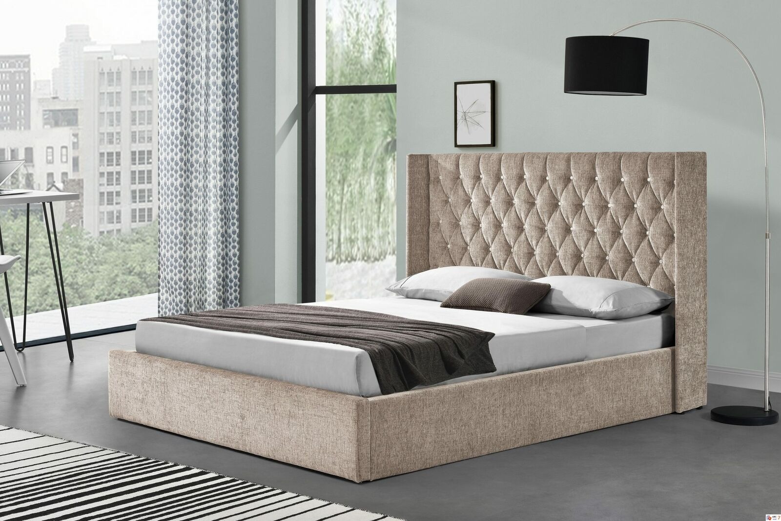 Chesterfield Bett Design Betten Englisches Schlafzimmer 180x200cm Textil