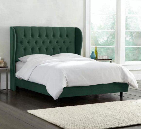 Chesterfield Design Samt Luxus Bett Textil Betten Deko Schlafzimmer Doppel