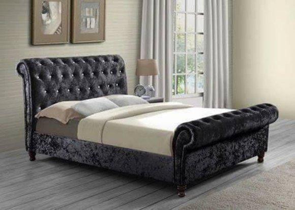 Chesterfield Hotel Luxus Doppel Polster Leder Bett Schlafzimmer Betten