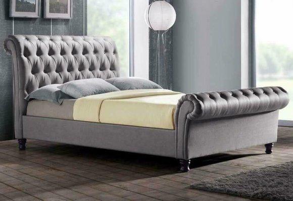 Chesterfield Hotel Doppel Luxus Polster Leder Bett Schlafzimmer Betten