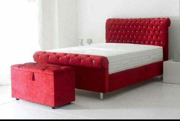 Chesterfield Hotel Doppel Polster Leder Luxus Bett Schlafzimmer Betten