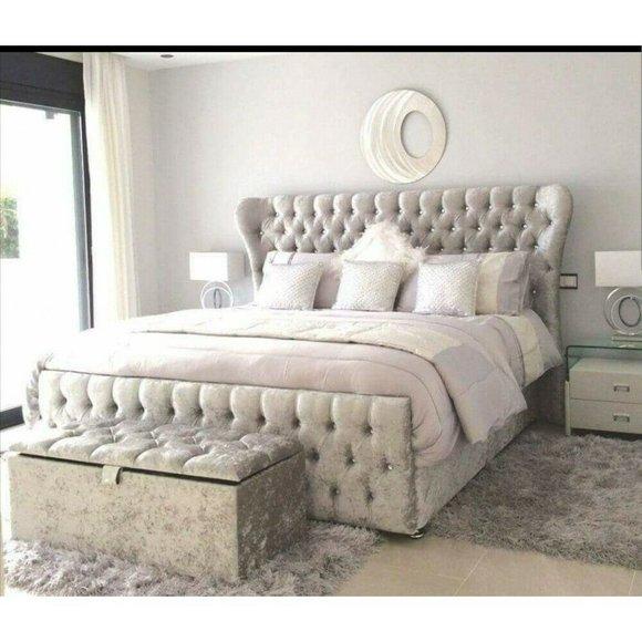Designer Bett Schlafzimmer Betten Textil Leder Samt Hotel Luxus Polster