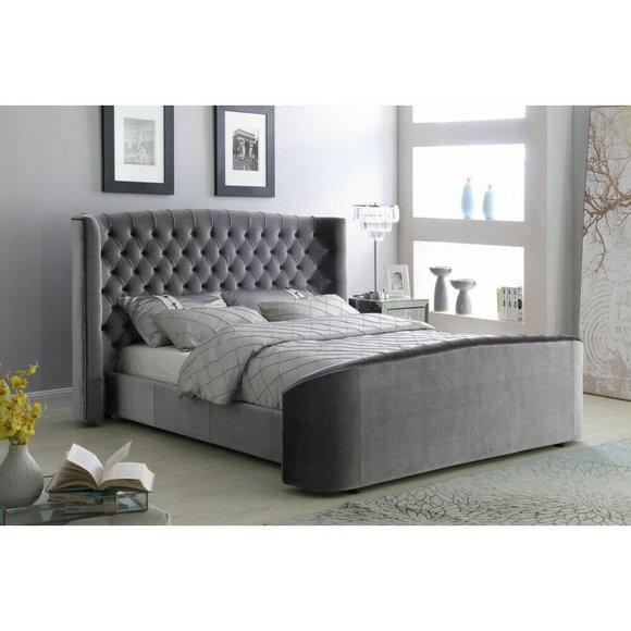 Designer Bett Schlafzimmer Betten Leder Textil Hotel Luxus Samt Polster