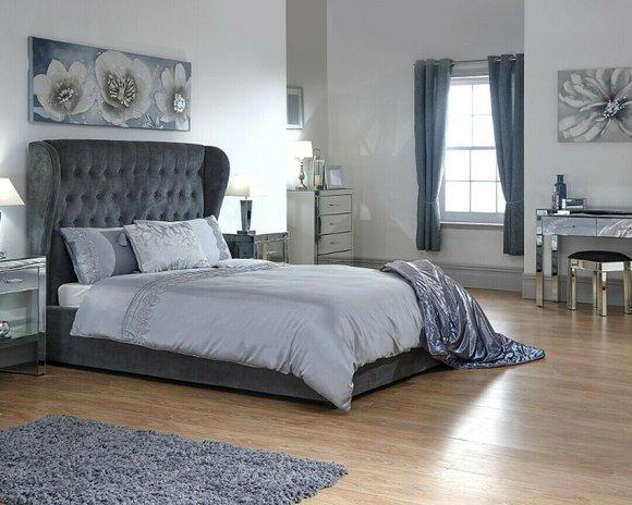 Schlafzimmer Designer Chesterfield Bett Textil Leder Polster 140/160/180/200 cm