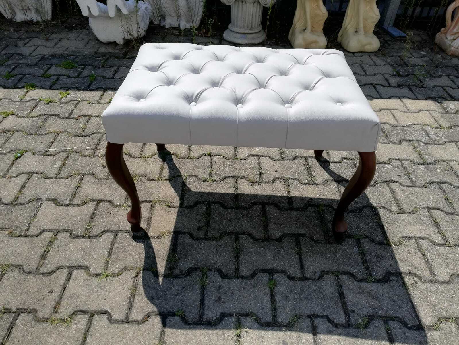 Chesterfield Hocker Stoff Design Couch Leder Modern Grau 70x50 cm Neu